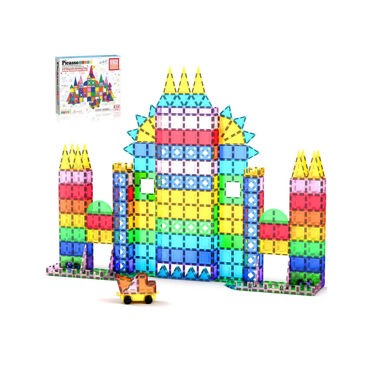 PicassoTiles 152pc Magnetic Tiles Mirror Tiles Design Set