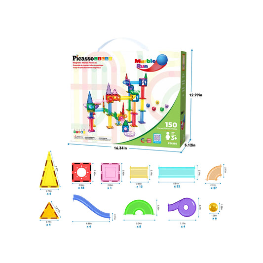 PicassoTiles 150pc Magnetic Marble Run Building Set
